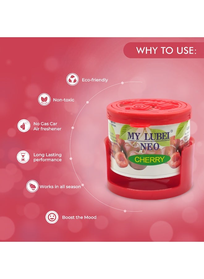 معطر جو جل برائحة الكرز من ماي لوبي نيو، مزيل للروائح الكريهة يدوم طويلًا برائحة الكرز الحلو للسيارة والمنزل والمكتب ولوحة القيادة وحامل الأكواب، علبة معطر متوافقة مع حامل - Image 3