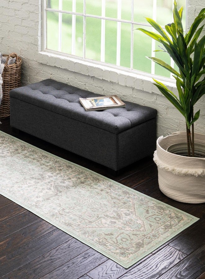 يونيك لوم سجادة منطقة من مجموعة ويتني من يونيك لوم - ميلانو (سجادة ممر 2 × 8 قدم، لون نعناعي/عاجي) - Image 3