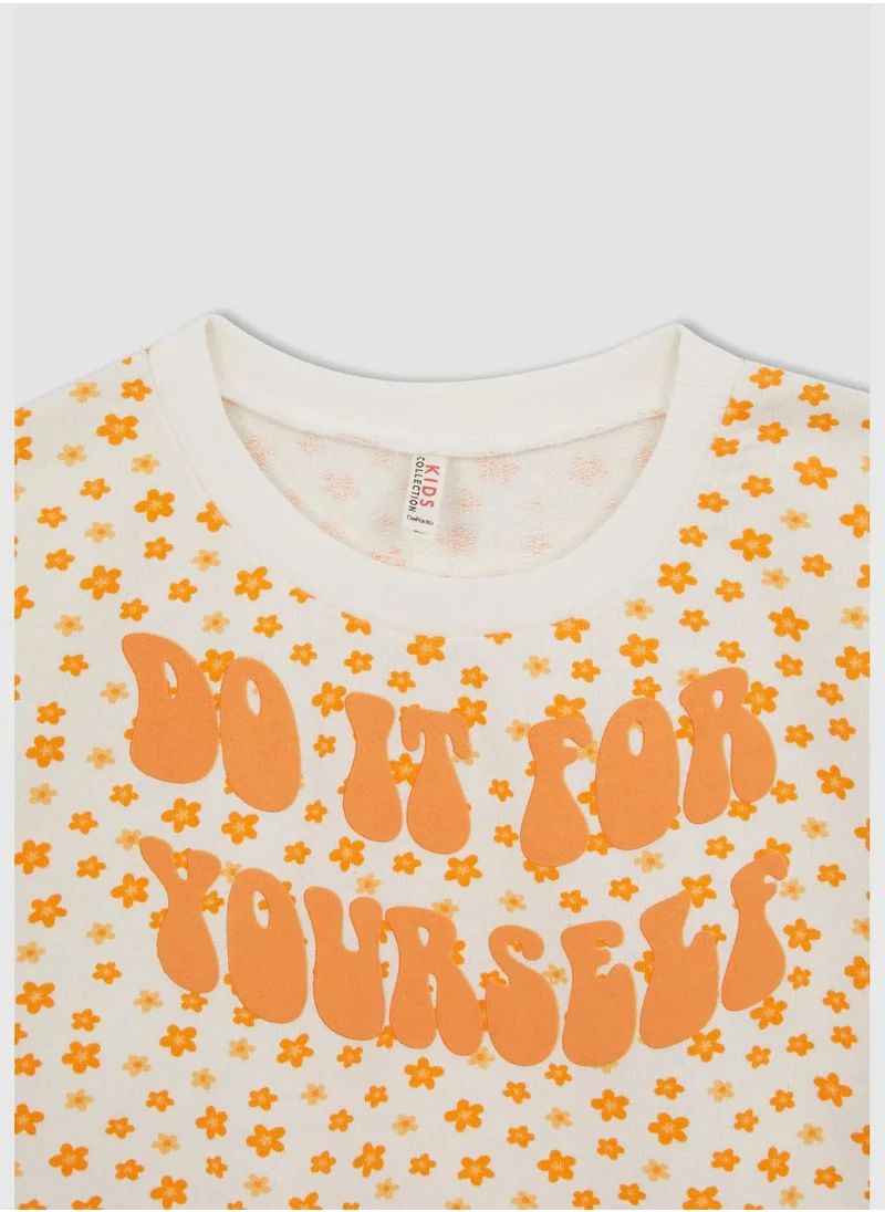 DeFacto Relax Fit Long Sleeve Floral Print Sweatshirt