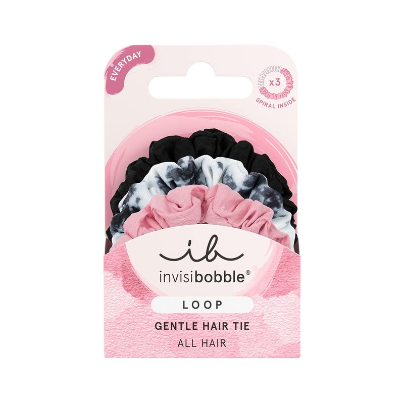 invisibobble invisibobble LOOP Be Gentle 3 pc Hair Ties  Strong Hold for Fine Thin Hair  Slick Ponytail and Updo Style  Less Damage Marks 