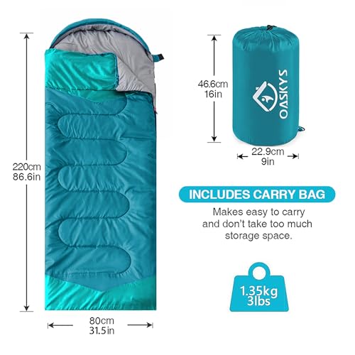 oaskys Camping Sleeping Bag - 3 Season Warm & Cool Weather - Summer Spring Fall Lightweight Waterproof for Adults Kids - Camping Gear Equipment, Traveling, and Outdoors - Image 3