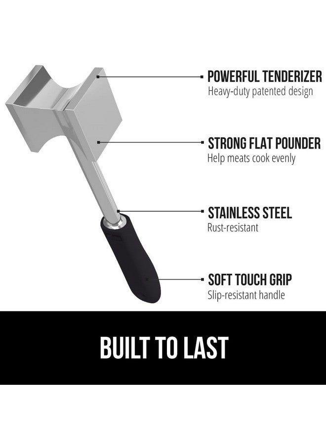 غوريلا جريب مطرقة لحم مزدوجة الجوانب حاصلة على براءة اختراع من GORILLA GRIP، مطرقة مطبخ شديدة التحمل بمقبض ناعم، جانب مدبب لتطرية الطعام وتنعيمه، وتعظيم نكهة الطعام، مطرقة دجاج تجارية، لون أسود - Image 2