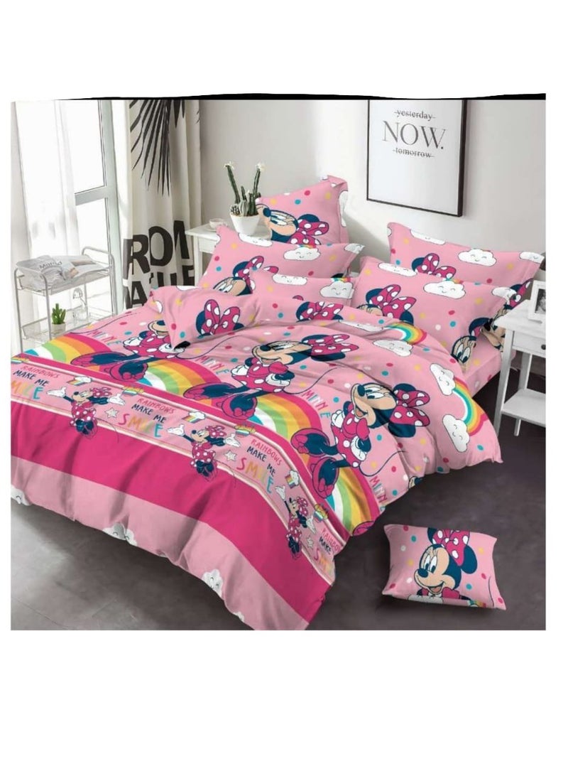 BAIG New Cartoon characters Single Size Comforter Bedding Set, Anime Cartoon Bed kids Fixed Duvet set 4pcs 