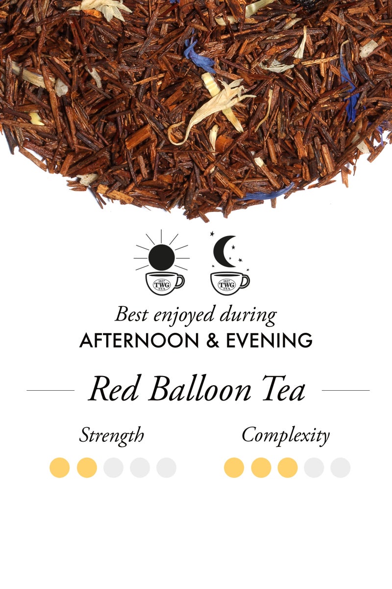تي دبليو جاي تي شاي ريد بالون (إصدار محدود)، مزيج شاي رويبوس بأوراق سائبة في علبة شاي هوت كوتور، هدية، 100 غرام - Image 2