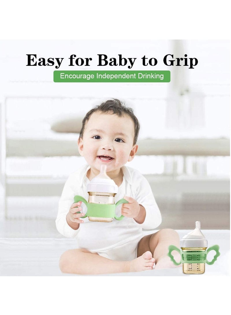 SOLARAE Baby Bottle Handles, Silicone WideNeck Handle for NUK/ Avent/ Dr Browns/ Hegen Bottle and Other Dia 67cm WideNeck Baby Bottle, for Baby Gripping (4 Pack) - Image 2