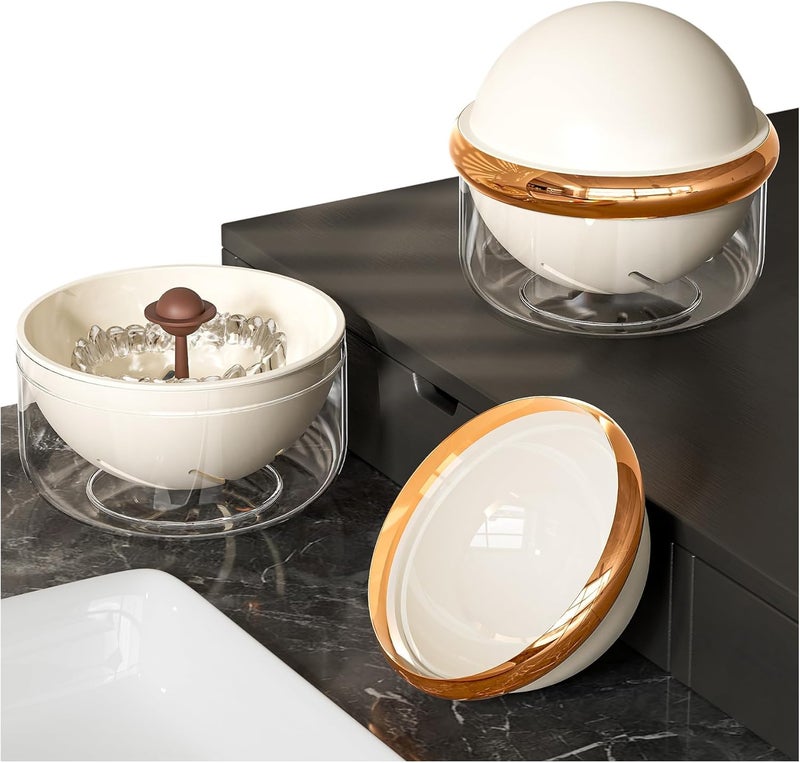 Zikra Denture Case Retainer Cleaner Case, Portable Retainer Case for Travel, Denture Bath Case with Strainer Basket, Denture Cups for Soaking Dentures, Clear Braces, Mouth Guard & Retainers - White - Image 1