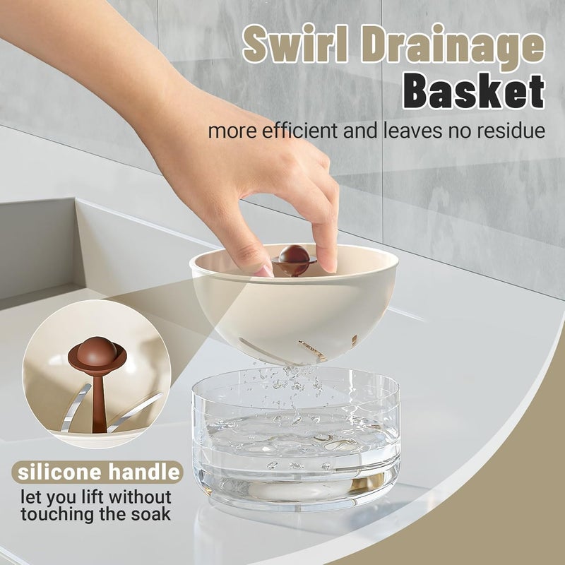 Zikra Denture Case Retainer Cleaner Case, Portable Retainer Case for Travel, Denture Bath Case with Strainer Basket, Denture Cups for Soaking Dentures, Clear Braces, Mouth Guard & Retainers - White - Image 3