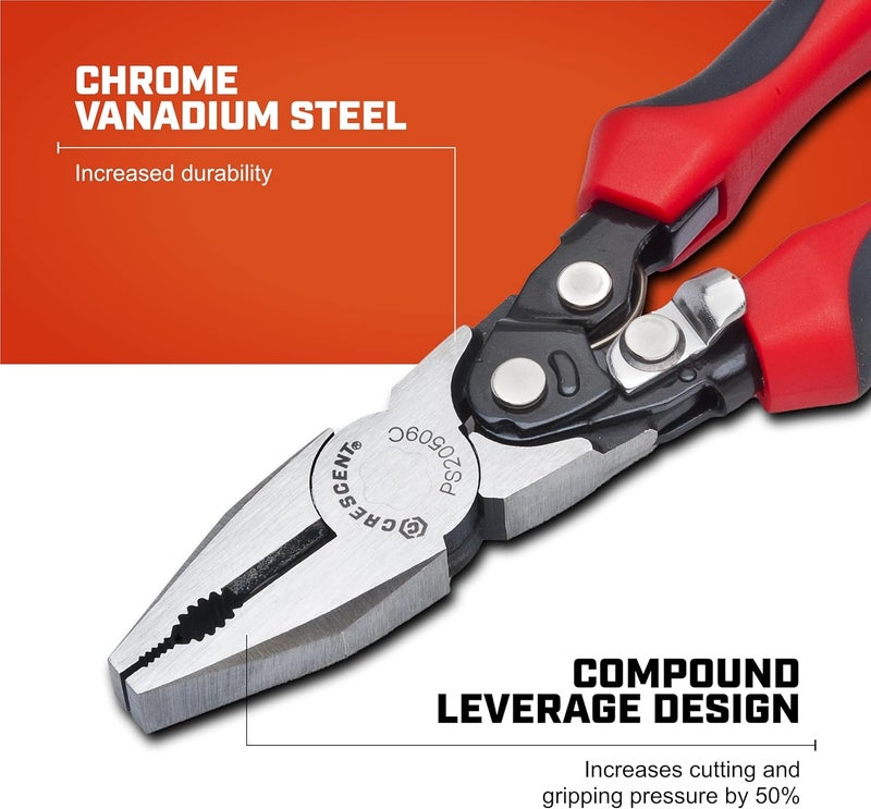 Crescent 8" Pro Series Dual Material Lineman's Compound Action Cutting Pliers - PS20509C - Image 3