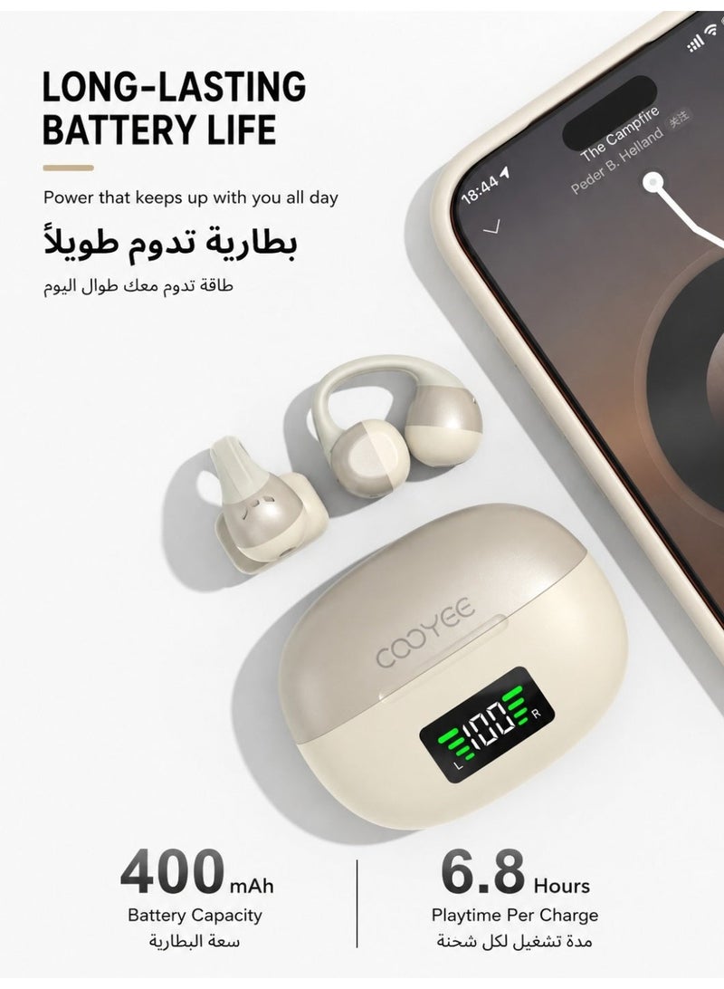 Cooyee سماعات أذن لاسلكية بتصميم مشبك، بلوتوث 6.0، مفتوحة الأذن، للرياضة والعمل والاستخدام اليومي - Image 2