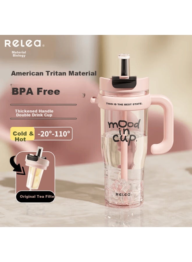 Relea Ice King Cup, Large Capacity Water Bottle For Women, Stylish Desktop Straw Cup, Heat-resistant Tritan Plastic Cup, Tea Mug - Image 1