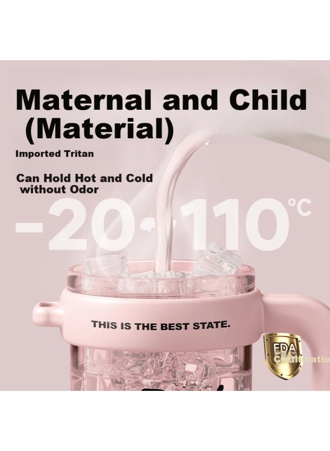 Relea Ice King Cup, Large Capacity Water Bottle For Women, Stylish Desktop Straw Cup, Heat-resistant Tritan Plastic Cup, Tea Mug - Image 2