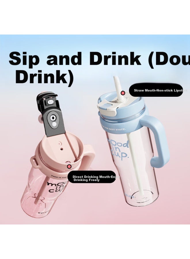Relea Ice King Cup, Large Capacity Water Bottle For Women, Stylish Desktop Straw Cup, Heat-resistant Tritan Plastic Cup, Tea Mug - Image 4
