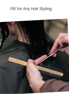 MJZ Small Round Brush for Short Hair, Mini Quiff Roller for Women and Men, Small Wood Hair Styling Brush Hair Massage Comb Head Massage Round Brush for Wet or Dry Hair  - Image 2