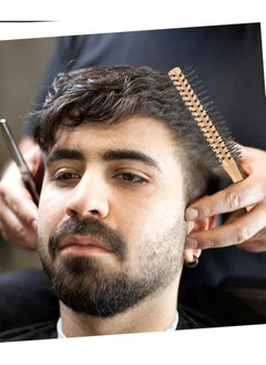 MJZ Small Round Brush for Short Hair, Mini Quiff Roller for Women and Men, Small Wood Hair Styling Brush Hair Massage Comb Head Massage Round Brush for Wet or Dry Hair  - Image 3