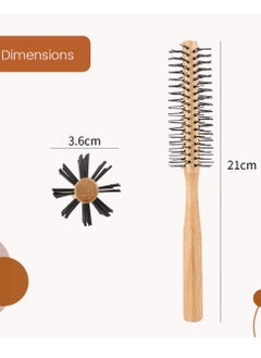 MJZ Small Round Brush for Short Hair, Mini Quiff Roller for Women and Men, Small Wood Hair Styling Brush Hair Massage Comb Head Massage Round Brush for Wet or Dry Hair  - Image 5