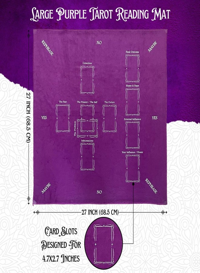 Nevkha Tarot Tablecloth 27x27 with Printed Celtic Cross Spread Guide & Pendulum Mat — Purple Velvet Altar Cloth for Divination, Witchcraft, Crystals & Spiritual Rituals (Pouch Included) - Image 2
