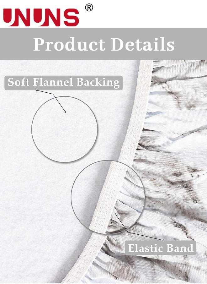 UNUNS Round Table Cover,PVC Tablecloth With Elastic Edged And Flannel Backing,Waterproof Wipeable Round Table Cover For Indoor Outdoor Patio Use  - Image 4
