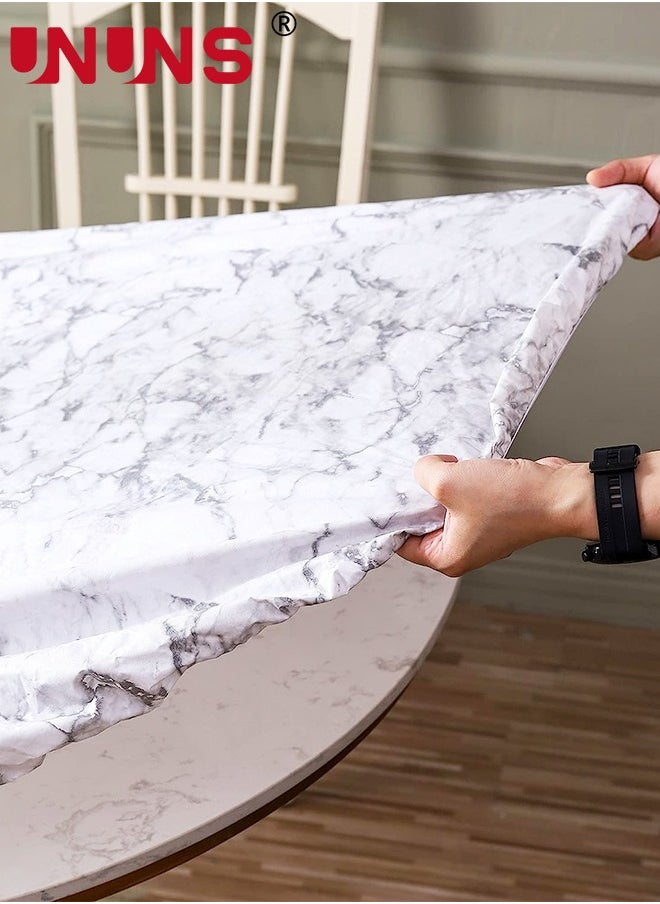 Round Table Cover,PVC Tablecloth With Elastic Edged And Flannel Backing,Waterproof Wipeable Round Table Cover For Indoor Outdoor Patio Use