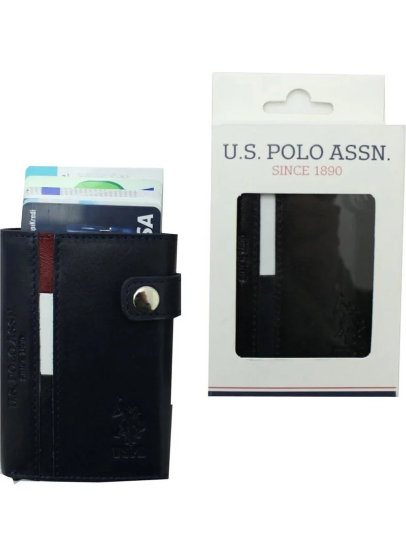 U.S. Polo Assn. PLCUZ9217 Navy Blue Men's Card Holder with Mechanism