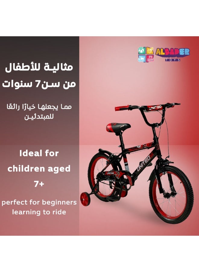 AL BADER Kids Bicycle 16 Inch, Sport Style Children Bike with Air Tires, Removable Training Wheels for Balance Learning, Heavy Duty Steel Frame, Safe Hand Brake, Adjustable Comfortable Seat, Perfect Kids Bike for Boys and Girls(Red) - Image 2
