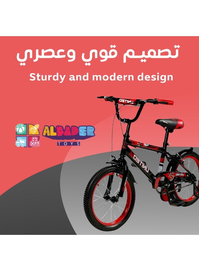 AL BADER Kids Bicycle 16 Inch, Sport Style Children Bike with Air Tires, Removable Training Wheels for Balance Learning, Heavy Duty Steel Frame, Safe Hand Brake, Adjustable Comfortable Seat, Perfect Kids Bike for Boys and Girls(Red) - Image 3