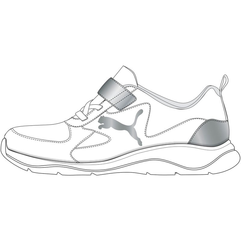 PUMA Fun Racer Kids Unisex White Grey Sneakers - Image 2