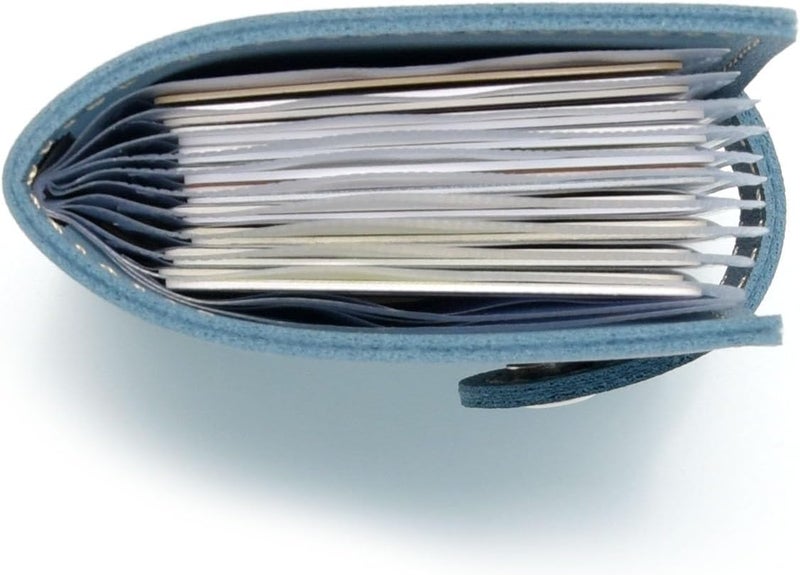 karlling credit card holder wallet for women/man soft leather business card holder card case organizer bag with 20 card sleeves inside(Blue) - Image 5
