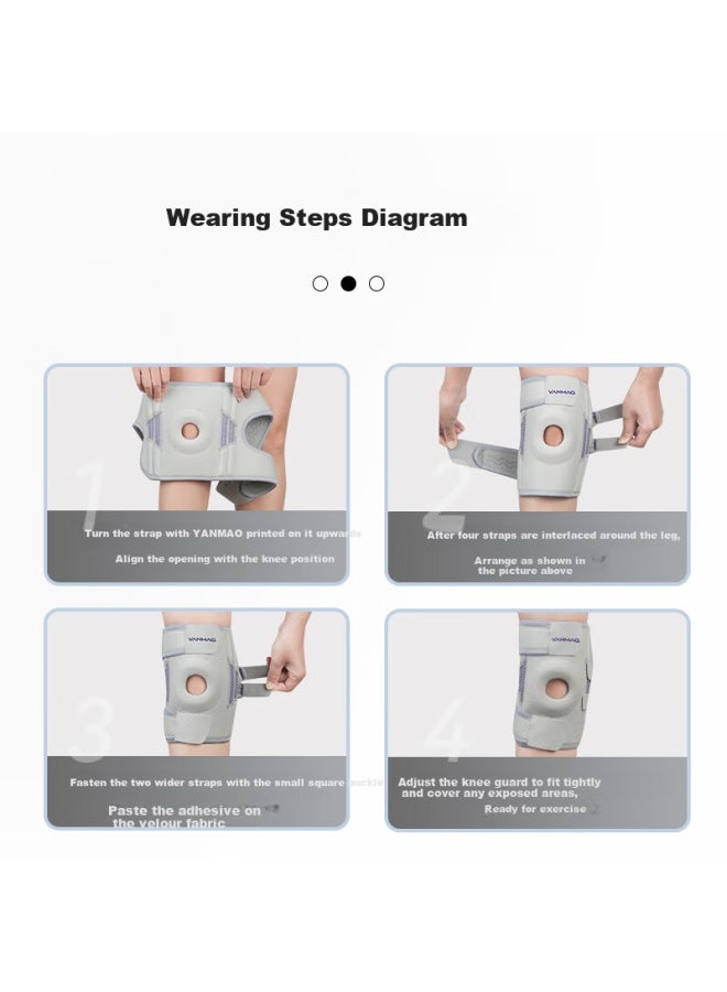 Yanmao Professional Sports Knee Pads For Meniscus Injury, Basketball, Badminton, Stairs Climbing, Hiking, Women, Summer, Light Gray, 1 Pair - Image 2