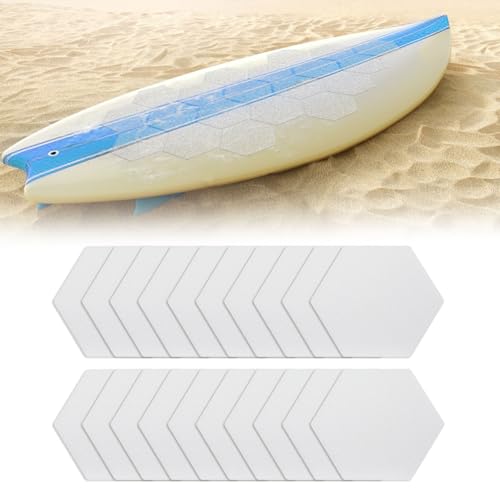 TRINKA 20PCS Surfboard Traction Pads, Waxless Hexagon Surfboard Clear Deck Grip Pad, DIY Non Slip Accessories for Surfpad Water Sports Skimboards - Image 1