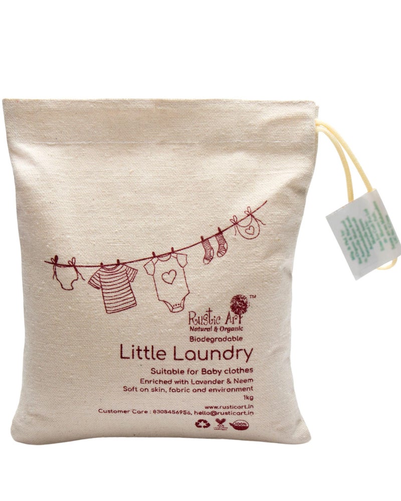 Rustic Art Natural Little Laundry Powder with Neem | Baby & Kids Clothes Laundry Powder | Front & Top Load Machine and Hand Wash | (1 Kg) - Image 4