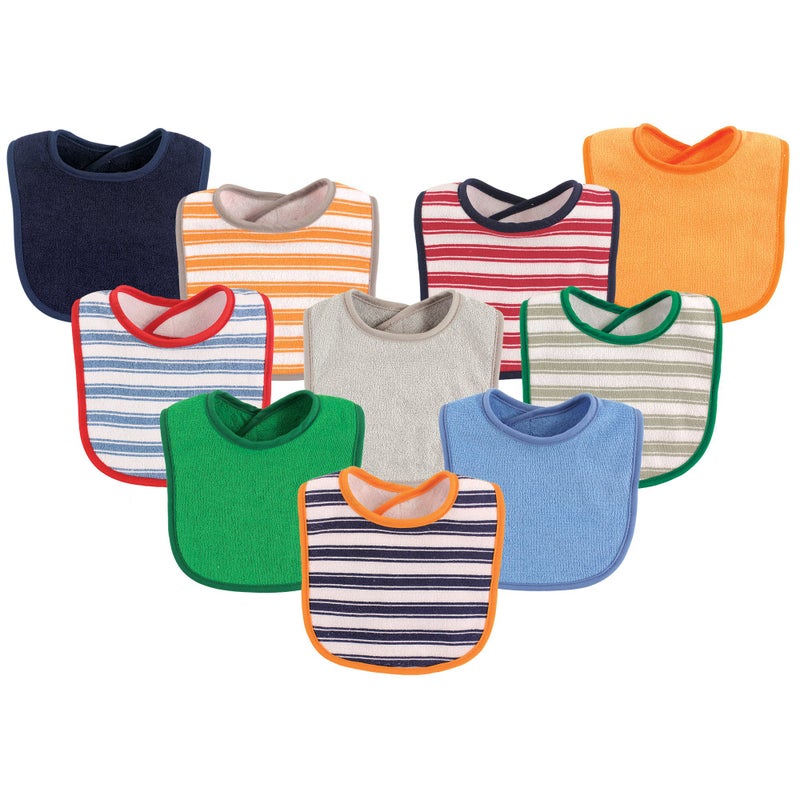 Luvable Friends Unisex Baby Cotton Terry Bibs, Boy Stripe, One Size - Image 2