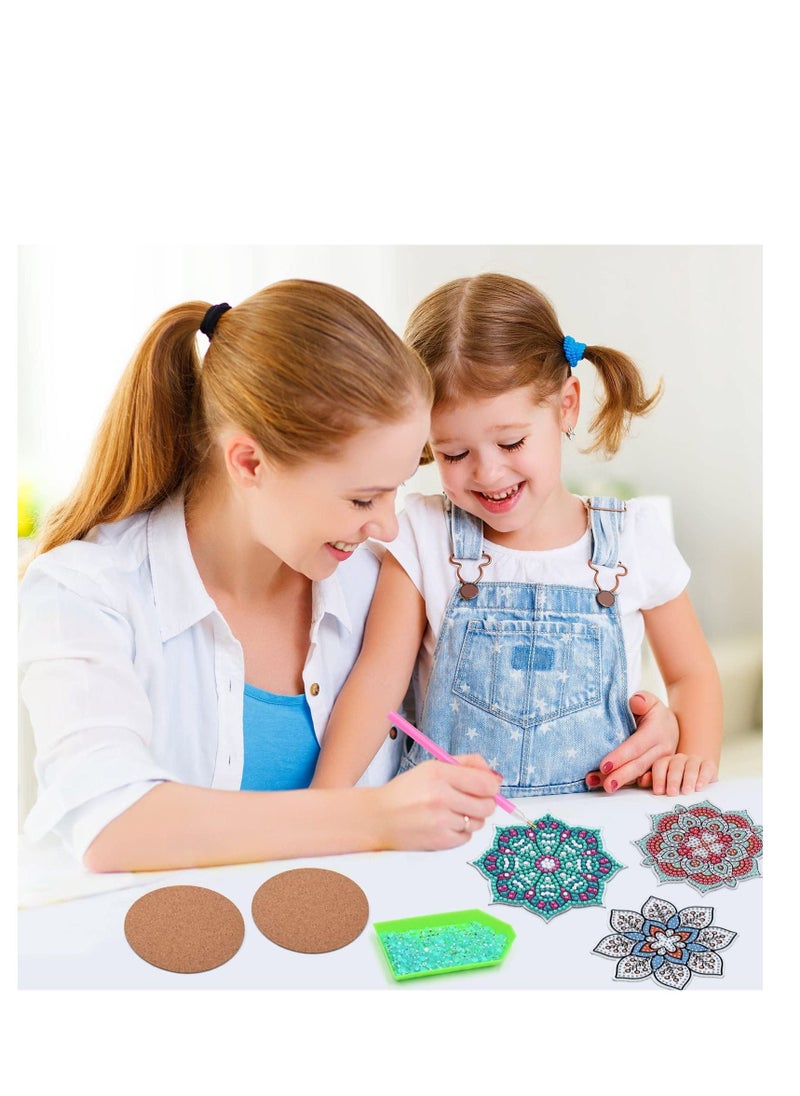 Coasters for Drinks Diamond Art with Holder Absorbent Coaster Drink Mat Vintage Flower Cup Painting Kits Housewarming Gift Table Dining Room Decor 6 Pack  - Image 2
