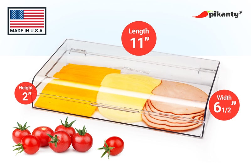 Pikanty Deli Meat Container | Airtight Food Storage Box with Hinged Lid | Cheese and Cold Cuts Holder for Refrigerator | Dishwasher & Freezer Safe | Made in USA - Image 2