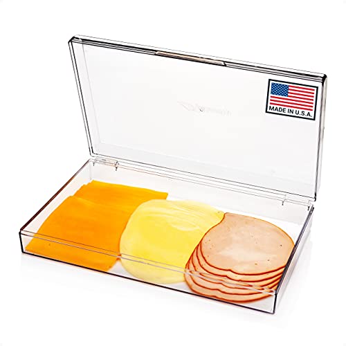 Pikanty Deli Meat Container | Airtight Food Storage Box with Hinged Lid | Cheese and Cold Cuts Holder for Refrigerator | Dishwasher & Freezer Safe | Made in USA - Image 1