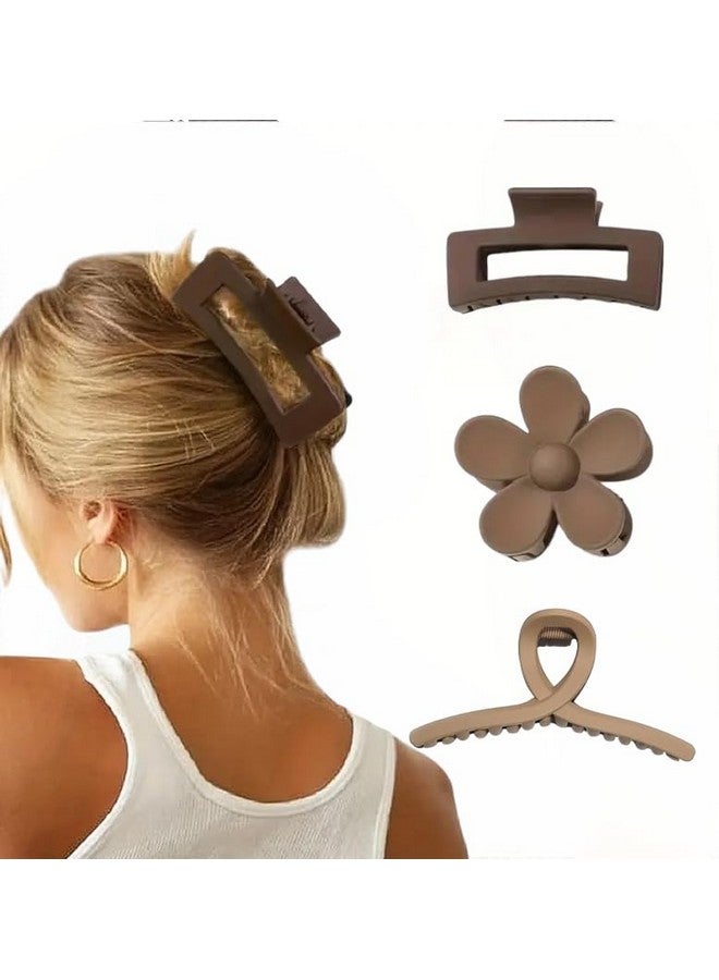 Bakefy-3 Piece Large Claw Clips Hair Clips for Women Thick Hair, Multi-Styles Matte Non-slip Hair Clips,Strong Hold Jaw Clip Neutral and Black - Image 1