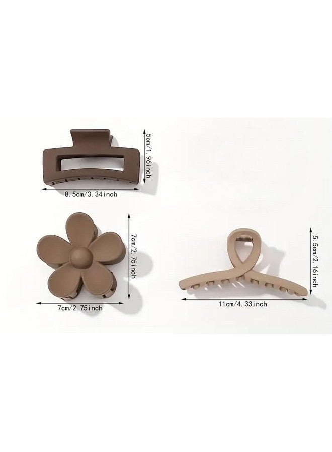 Bakefy-3 Piece Large Claw Clips Hair Clips for Women Thick Hair, Multi-Styles Matte Non-slip Hair Clips,Strong Hold Jaw Clip Neutral and Black - Image 3