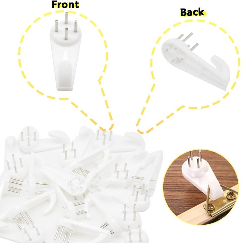Hocansen 20 PCS Picture Hanging Hooks Plastic Invisible Nail Hangers Concrete Wall Hooks Hardwall Picture Hangers Picture Hook for Photo Frame Decorations (XK-SL/50x20x10mm) - Image 3