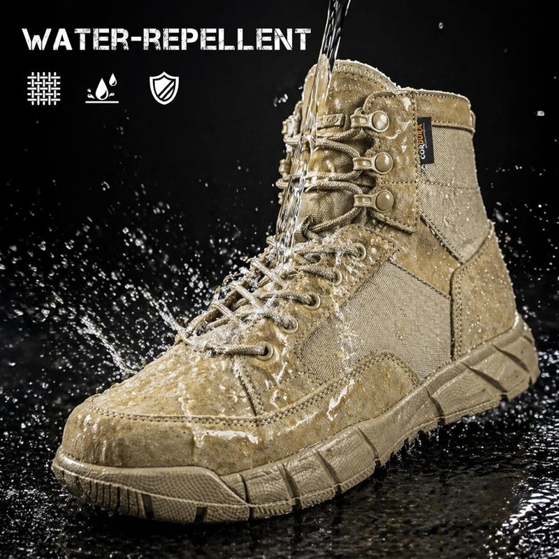 Men's Lightweight Tactical Boots for Hiking and Work: Nylon Mesh with Reinforced Toe, Black, Breathable Slip-Resistant - Image 3