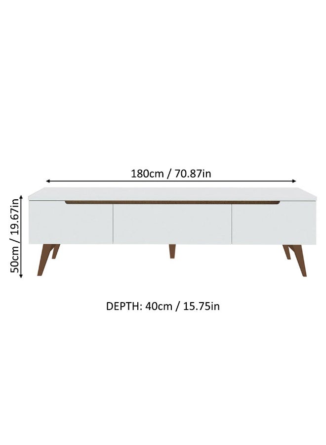 ماديسا حامل تلفزيون ببابين ودرج واحد، للتلفزيونات حتى 75 بوصة، خشب، 180 عرض × 40 عمق × 50 ارتفاع سم – أبيض - Image 3