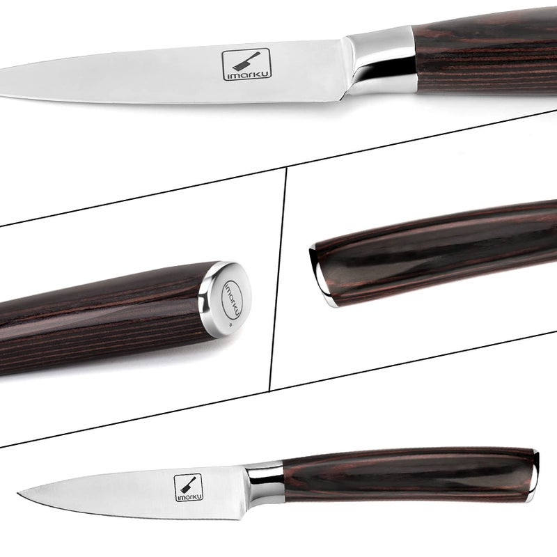 imarku imarku Paring Knife - Paring Knives, 3.5 Inch Small Kitchen Knife - Japanese SUS440A Stainless Steel Fruit Knife, Ergonomic Pakkawood Handle, Ultra Sharp Knife, Unique Gifts for Men and Women  - Image 4