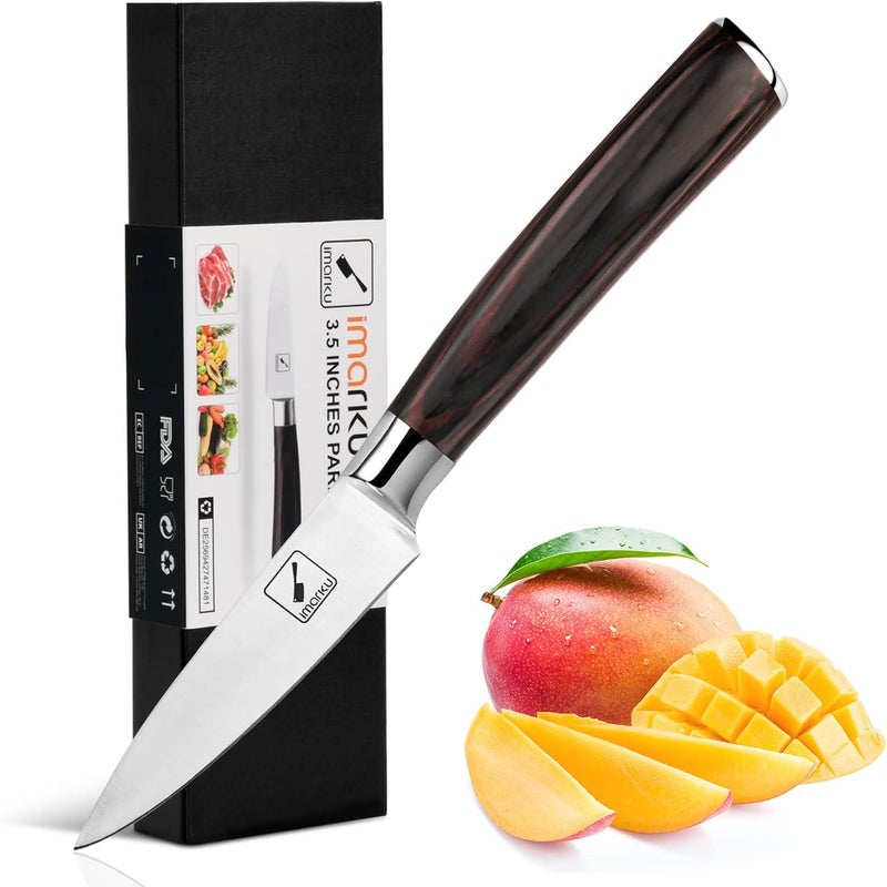 imarku imarku Paring Knife - Paring Knives, 3.5 Inch Small Kitchen Knife - Japanese SUS440A Stainless Steel Fruit Knife, Ergonomic Pakkawood Handle, Ultra Sharp Knife, Unique Gifts for Men and Women  - Image 1
