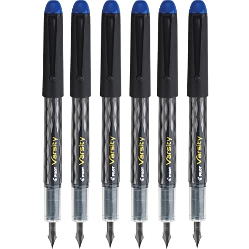 PILOT Varsity Disposable Fountain Pens, Blue Ink, Medium Point, Pack of 6 - Image 1