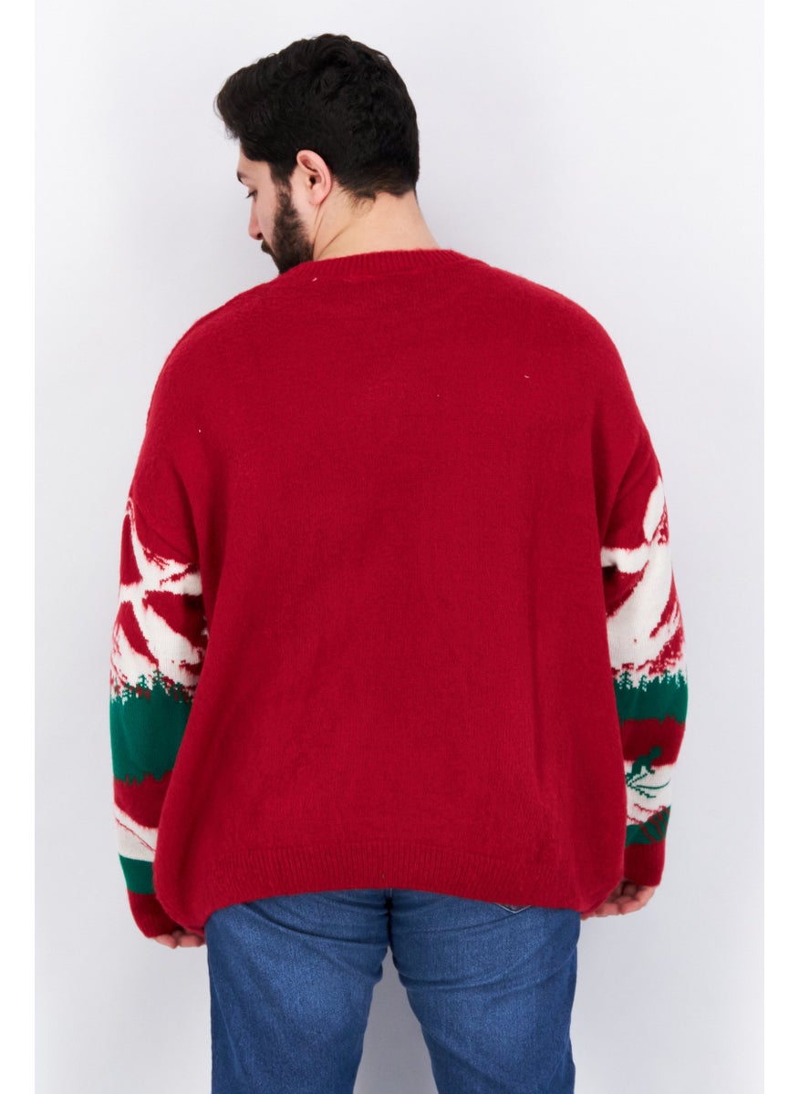 Men Crew Neck Long Sleeve Allover Printed Sweater, Red/Green Combo - pzsku/Z6181EAAA8A74AA54FF25Z/45/_/1738678688/52eeaf79-d2ea-4ef3-88a5-6f2a6a7404db