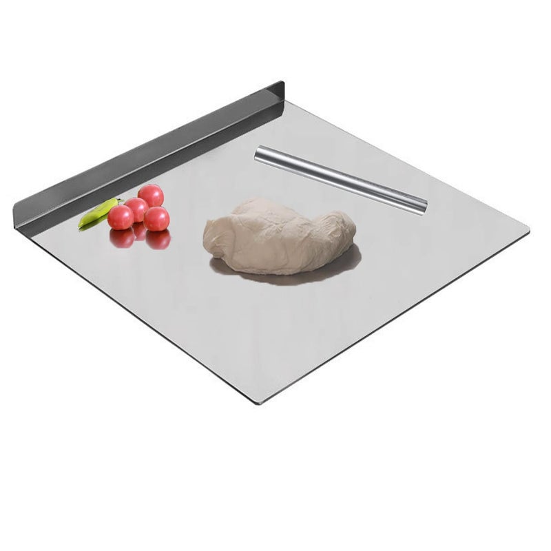 uyoyous Stainless Steel Cutting Board 80 x 50cm Large Chopping Board Pastry Board Worktop with Rolling Pin Kitchen Cutting Mat for Kneading Pastry Meat Vegetables Bread