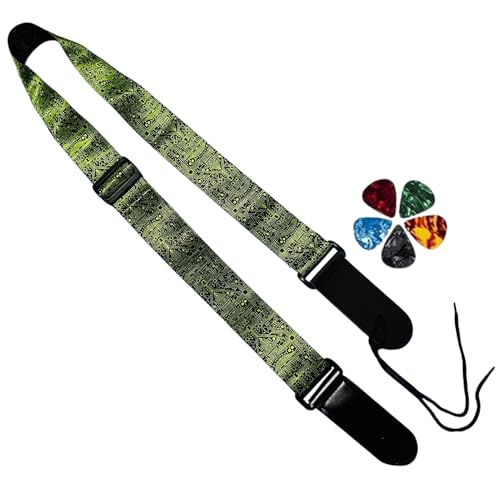 IMAGINEA Electric Guitar Strap/Belt with Leather End for Acoustic Guitar (Hacker) - Image 1