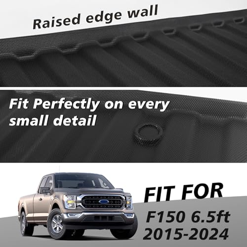 TripleAliners Truck Bed Mat Compatible with 2015-2024 2025 Ford F150 Accessories (6.5ft, 78.9in) Vehicle Perfectly Flush All Weather Protection TPE Heavy Duty Pickup Car Bed Cargo Mat - Image 5