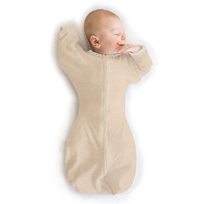 SwaddleDesigns SwaddleDesigns Transitional Swaddle Sack Arms Up HalfLength Sleeves Mitten Cuffs Swaddle for Newborn Transition to Baby Sleep Sack Wearable Blanket Medium 36 month 1421 lb Heathered Oatmeal 