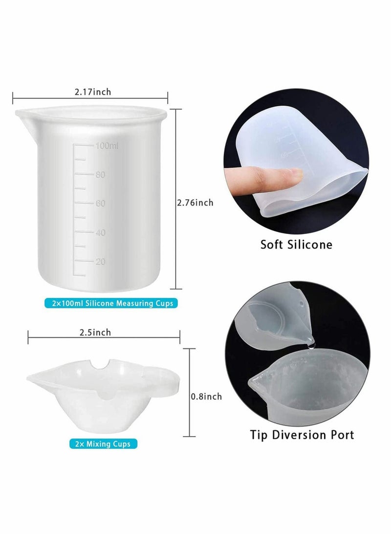 KASTWAVE Silicone Measuring Cups, Large Reusable Resin Measure Cylinder Mixing Pouring Cups for Epoxy Resin, Casting Molds, Jewelry Making, DIY, Arts and Crafts - 6Pcs - Image 3