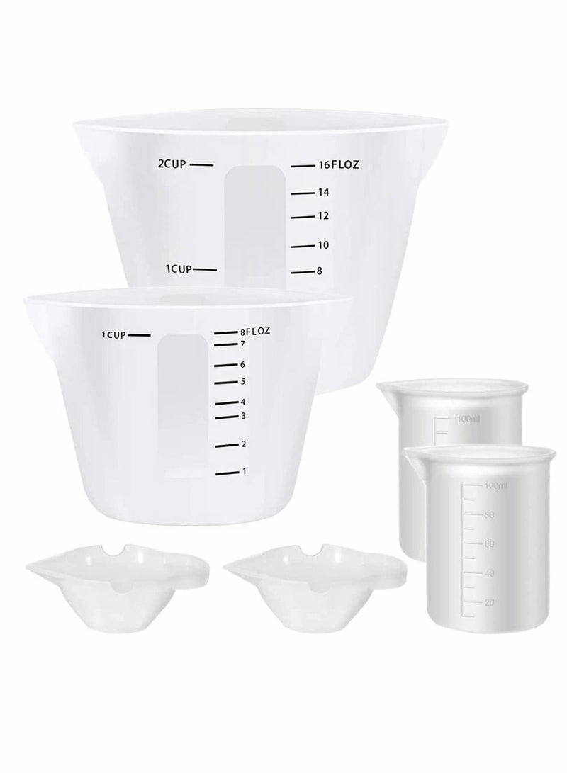 KASTWAVE Silicone Measuring Cups, Large Reusable Resin Measure Cylinder Mixing Pouring Cups for Epoxy Resin, Casting Molds, Jewelry Making, DIY, Arts and Crafts - 6Pcs - Image 1
