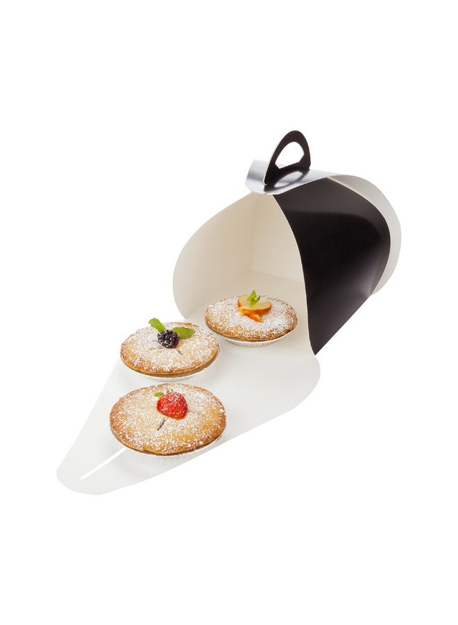 Restaurantware صناديق كعك إنجينيرو 6.5 بوصة مع مقابض، 100 صندوق غداء مزود بمقبض مدمج - بطانة مقاومة للدهون، للحلويات أو الوجبات، صناديق ورقية سوداء، سهلة الحمل، قابلة لإعادة التدوير - Image 2